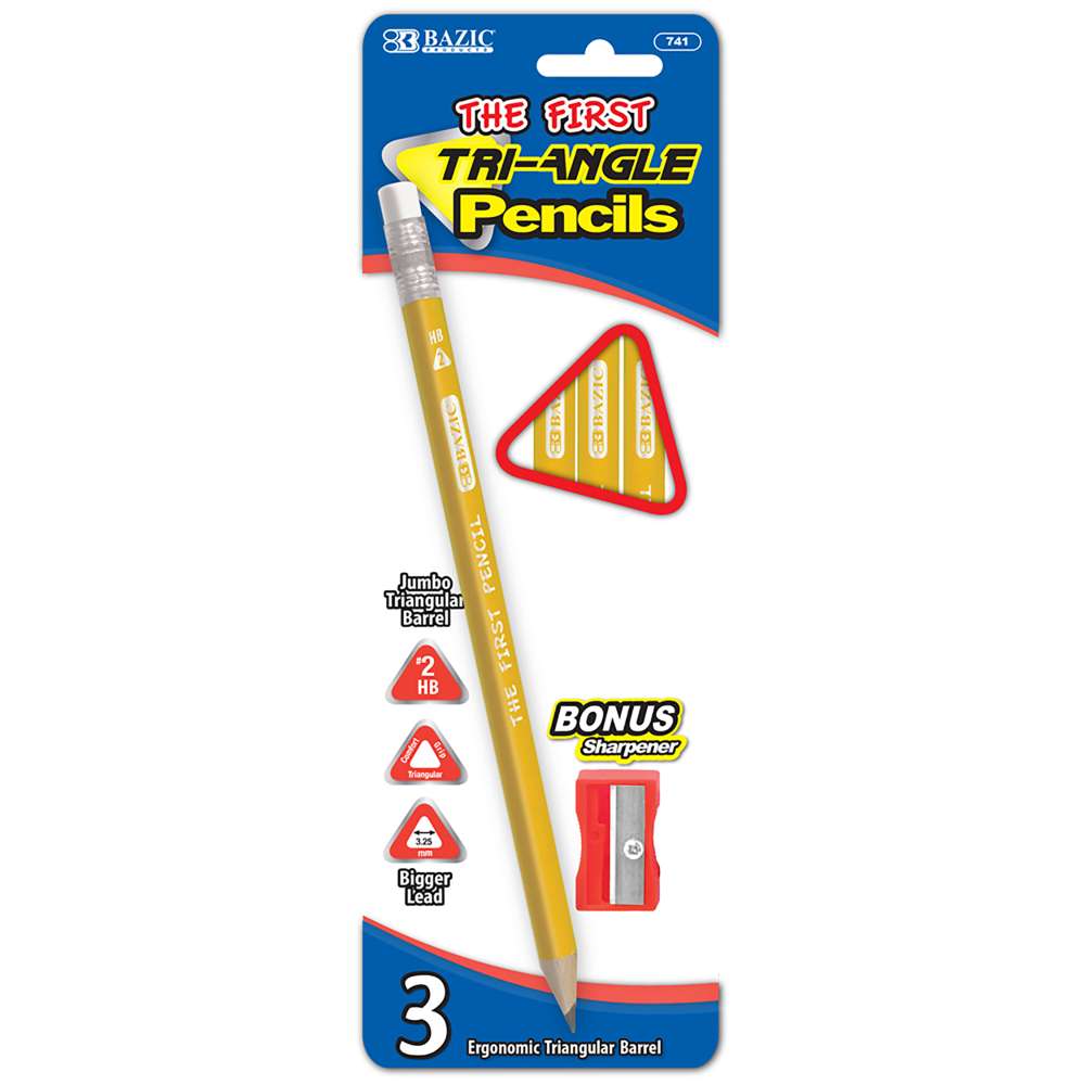 Bangkit Bazic 3 #2 The First Triangle Jumbo Yellow Pencil w/ Sharpener